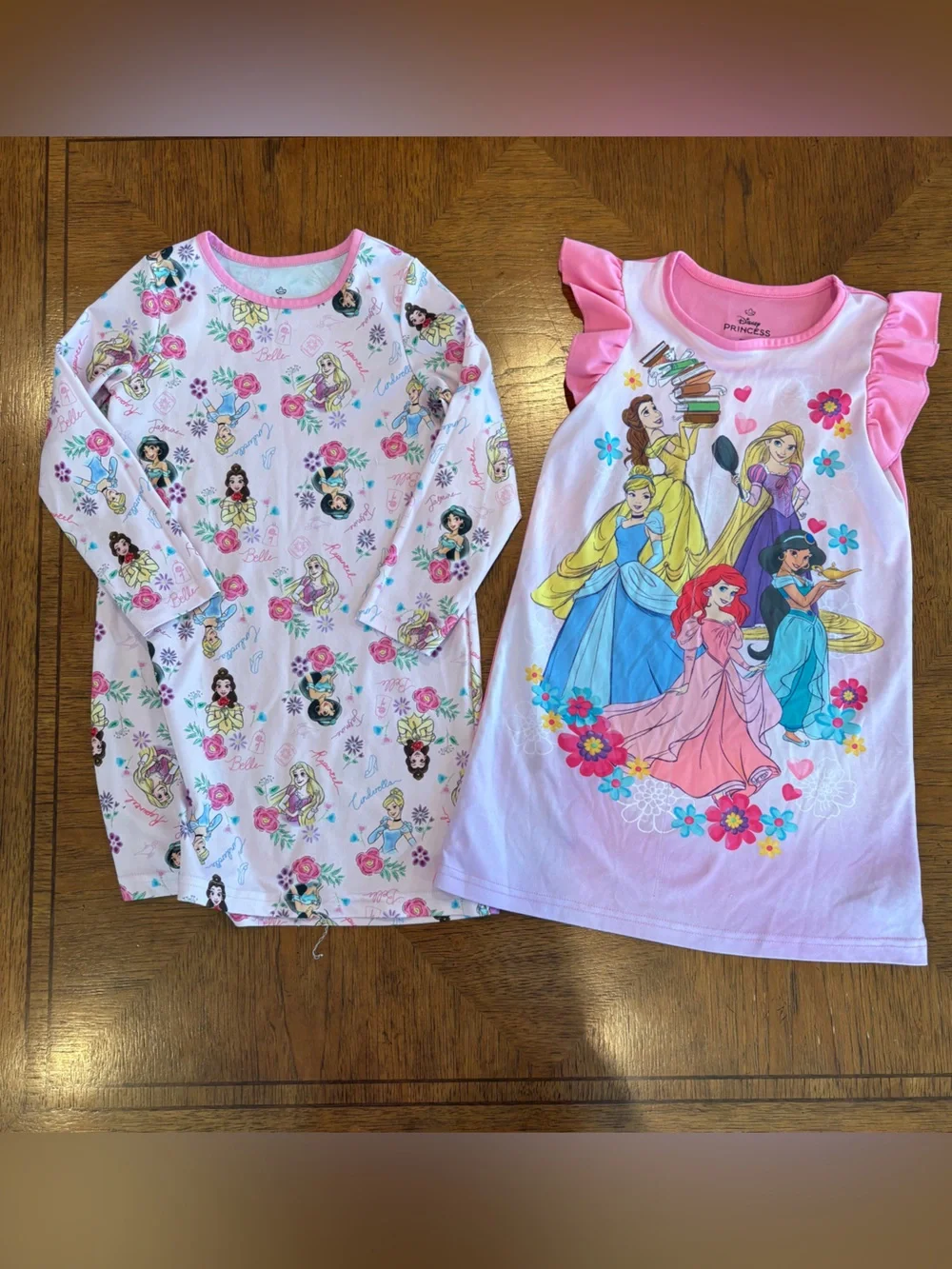 Disney Girls' Pink Princess Pajama Tops - 2pc Set